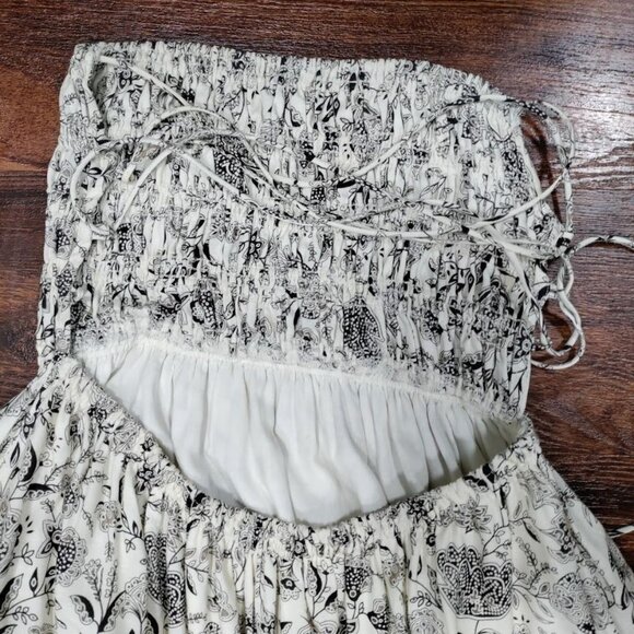 ASTR the Label Floral Print Maxi Linen Dress With Smocked Bodice Back Tie S - Picture 9 of 11